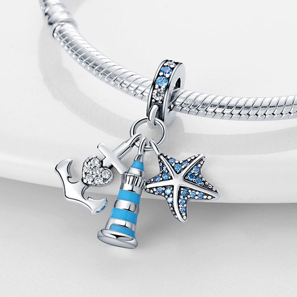 Diy Jewelry Accessories Dolphin Seahorse Charm Beads 925 Silver White Copper Plated Dripping Oil Style