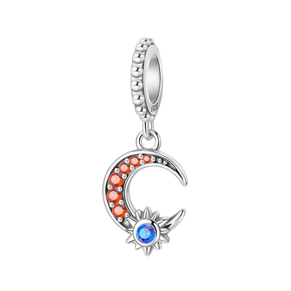 Diy Jewelry Accessories Love Star Moon Beads Pendant In S925 Sterling Silver With Dripping Oil Design