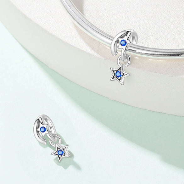 Diy Jewelry Accessories Love Star Moon Beads Pendant In S925 Sterling Silver With Dripping Oil Design