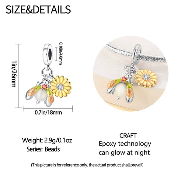 Diy Jewelry Accessories Luminous Firefly Beads 925 Silver Charm Bracelet With Dripping Oil Design