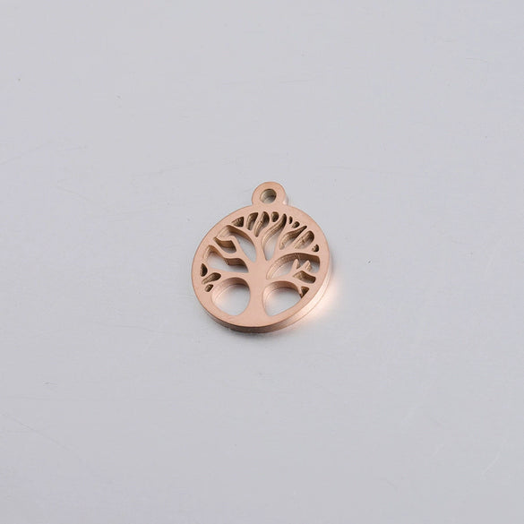 Diy Jewelry Accessories Round Hollow Life Tree Pendant Stainless Steel Mirror Polished