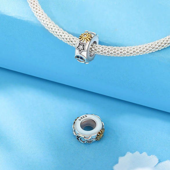 Diy Jewelry Accessories S925 Sterling Silver Star Moon Isolation Bead For Women With Dripping Oil Design
