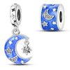 Diy Jewelry Accessories 925 Silver Pendant With Star And Moon Pattern White Copper Plated Dripping Oil Treatment