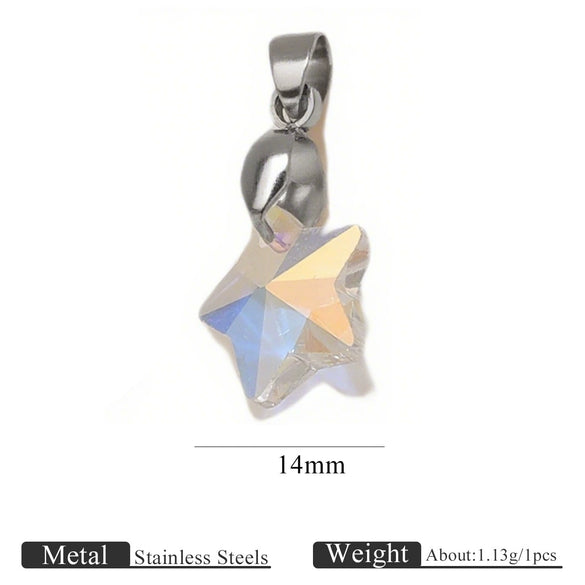 Diy Jewelry Accessories Stainless Steel Crystal Pendant With Starfish Fivepointed Star Heartshaped Electroplated