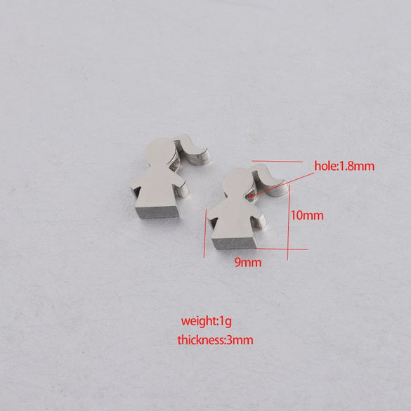 Diy Jewelry Accessories Stainless Steel Girl Small Hole Bead Family Member Pendant With Mirror Finish Polishing And Cartoon Character Figure