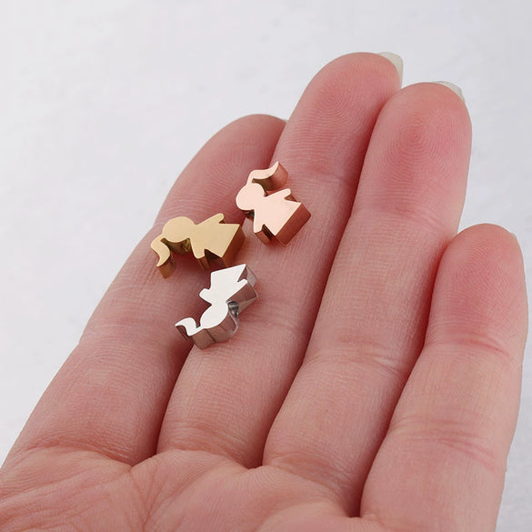 Diy Jewelry Accessories Stainless Steel Girl Small Hole Bead Family Member Pendant With Mirror Finish Polishing And Cartoon Character Figure