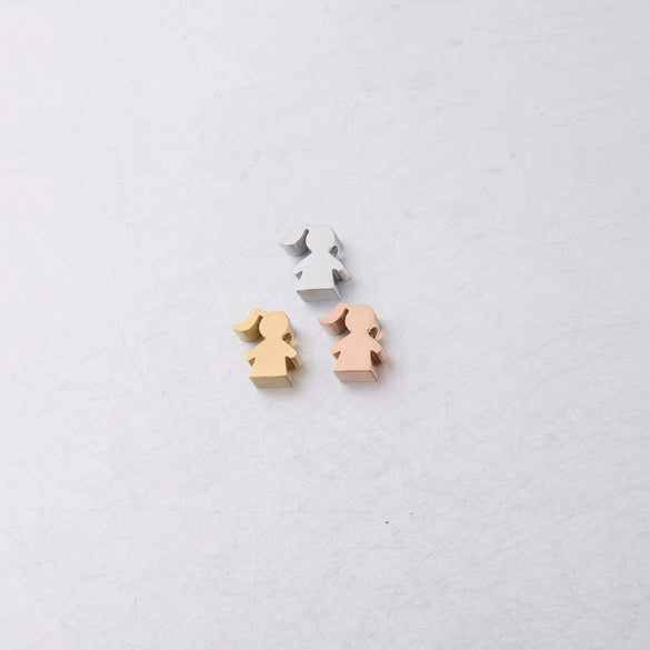 Diy Jewelry Accessories Stainless Steel Girl Small Hole Bead Family Member Pendant With Mirror Finish Polishing And Cartoon Character Figure