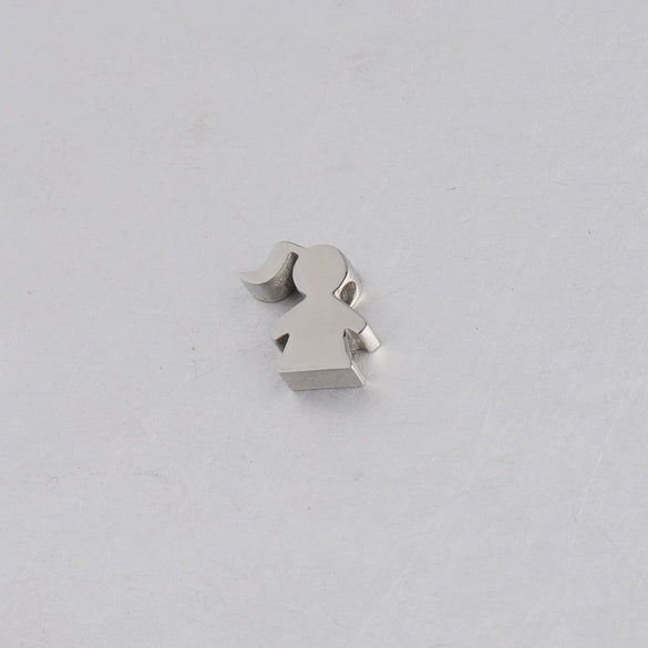 Diy Jewelry Accessories Stainless Steel Girl Small Hole Bead Family Member Pendant With Mirror Finish Polishing And Cartoon Character Figure