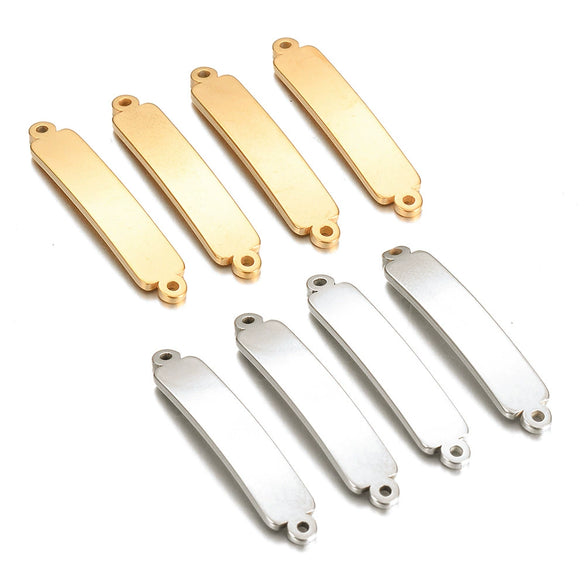 Diy Jewelry Accessories Stainless Steel Rectangular Double Hole Curved Long Bracelet Connector Pendant With Electroplating