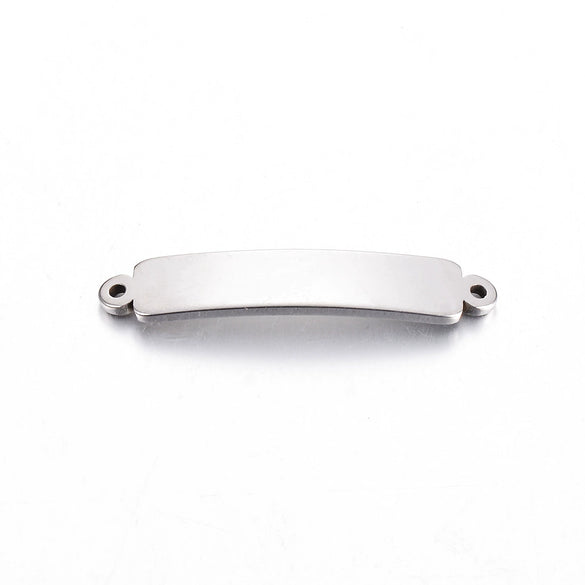 Diy Jewelry Accessories Stainless Steel Rectangular Double Hole Curved Long Bracelet Connector Pendant With Electroplating