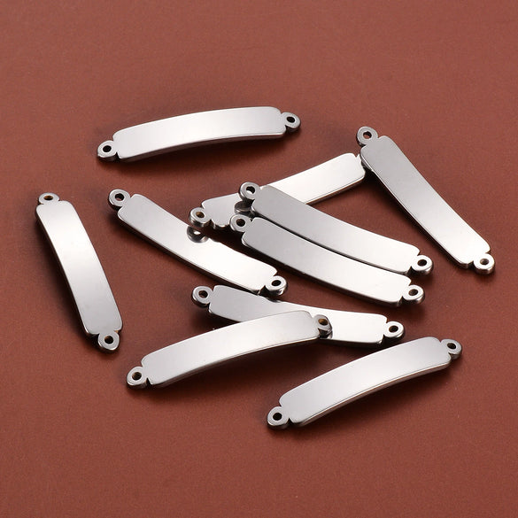 Diy Jewelry Accessories Stainless Steel Rectangular Double Hole Curved Long Bracelet Connector Pendant With Electroplating