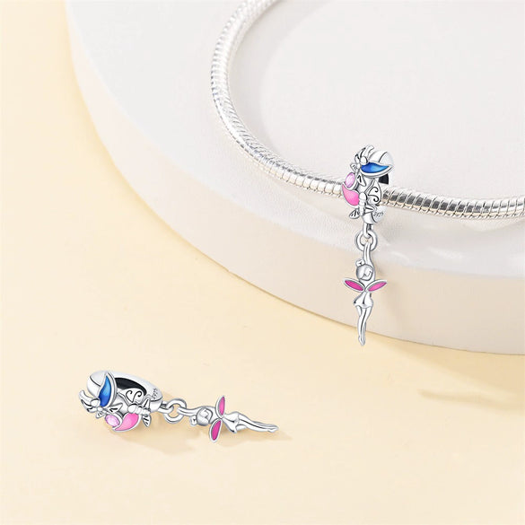 Diy Jewelry Accessories 925 Sterling Silver Beads Pendant Bracelet With Butterfly Elf Fairy Style And Dripping Oil Treatment