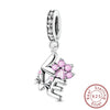 Diy Jewelry Accessories 925 Sterling Silver Charm Virgin Bow Feather Bead Pendant Bracelet Necklace With Dripping Oil Design And Animal Style