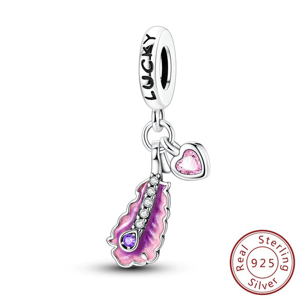 Diy Jewelry Accessories 925 Sterling Silver Charm Virgin Bow Feather Bead Pendant Bracelet Necklace With Dripping Oil Design And Animal Style