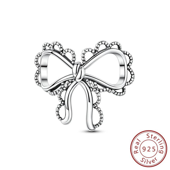 Diy Jewelry Accessories 925 Sterling Silver Charm Virgin Bow Feather Bead Pendant Bracelet Necklace With Dripping Oil Design And Animal Style