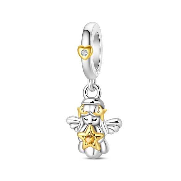 Diy Jewelry Accessories 925 Sterling Silver Charm With Heart Angel Wings Tree Of Life Star Beads Pendant For Bracelet Necklace With Dripping Oil Design