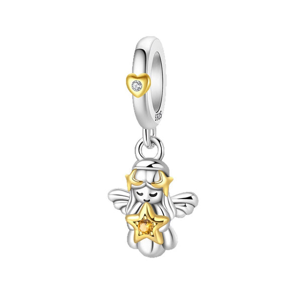 Diy Jewelry Accessories 925 Sterling Silver Charm With Heart Angel Wings Tree Of Life Star Beads Pendant For Bracelet Necklace With Dripping Oil Design