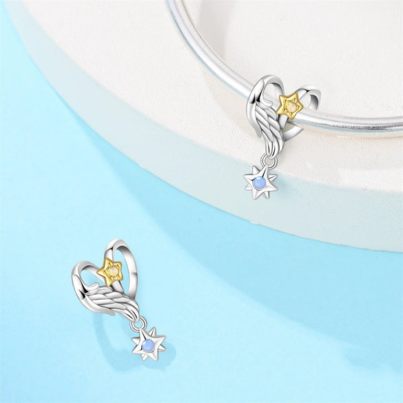 Diy Jewelry Accessories 925 Sterling Silver Charm With Heart Angel Wings Tree Of Life Star Beads Pendant For Bracelet Necklace With Dripping Oil Design