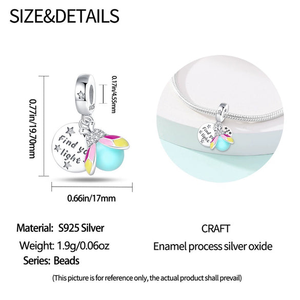 Diy Jewelry Accessories 925 Sterling Silver Phantom Luminous Firefly Pendant With Dripping Oil Design For Bracelet Necklace