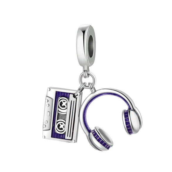 Diy Jewelry Bracelet Accessories Bluetooth Headset Coffee Beer Guitar Charm Hanging Beads Silver Plated Dripping Oil
