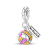 Diy Jewelry Bracelet Accessories Copper Silver Plated Dripping Oil Style Beach Castle Beads Pendant