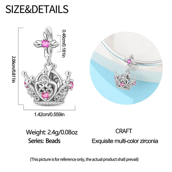 Diy Jewelry Bracelet Accessories Queen Princess Crown Birthday Cake Charm Beads Silver Plated Dripping Oil Style