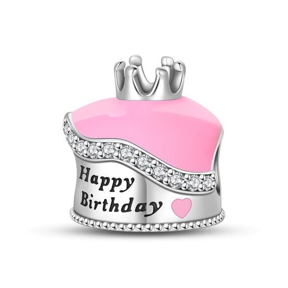 Diy Jewelry Bracelet Accessories Queen Princess Crown Birthday Cake Charm Beads Silver Plated Dripping Oil Style