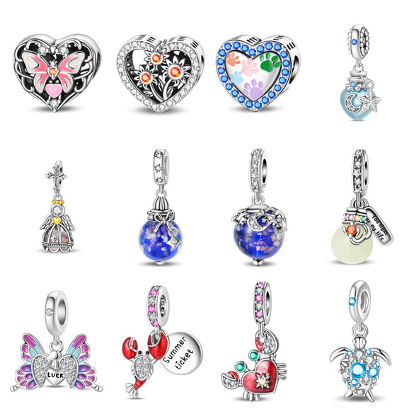 Diy Jewelry Bracelet Accessories Silver Plated Crayfish Crab Luminous Bottle Charm Hanging Beads Dripping Oil Design