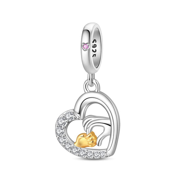 Diy Jewelry Bracelet Accessories 925 Sterling Silver Charm Beads Hug Hand In Hand Pendant With Dripping Oil Design And Original Design Style