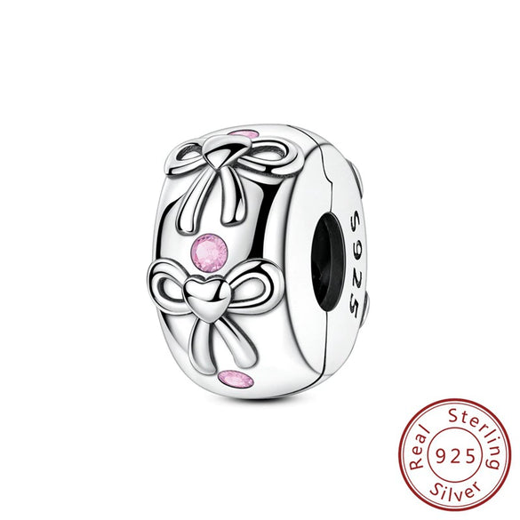 Diy Jewelry Bracelet Accessories 925 Sterling Silver Charm Bow Fixed Clip Rubber Plug Positioning Buckle With Dripping Oil Design