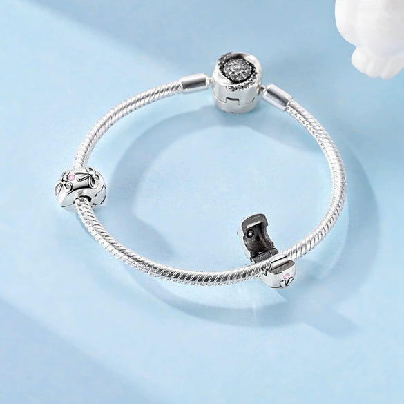 Diy Jewelry Bracelet Accessories 925 Sterling Silver Charm Bow Fixed Clip Rubber Plug Positioning Buckle With Dripping Oil Design