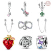 Diy Jewelry Bracelet Accessories 925 Sterling Silver Charm Strawberry Four Leaf Clover Butterfly Chain Beads With Dripping Oil Design