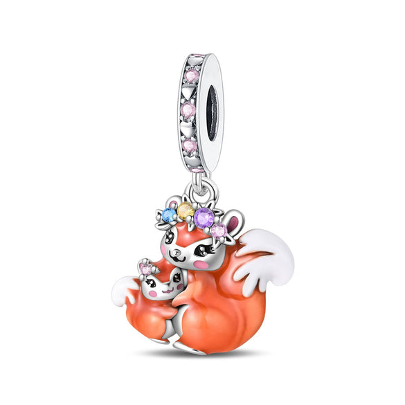 Diy Jewelry Bracelet Pendant Squirrel Cute Animal Beaded Accessories Silver Plated Dripping Oil Style For Women