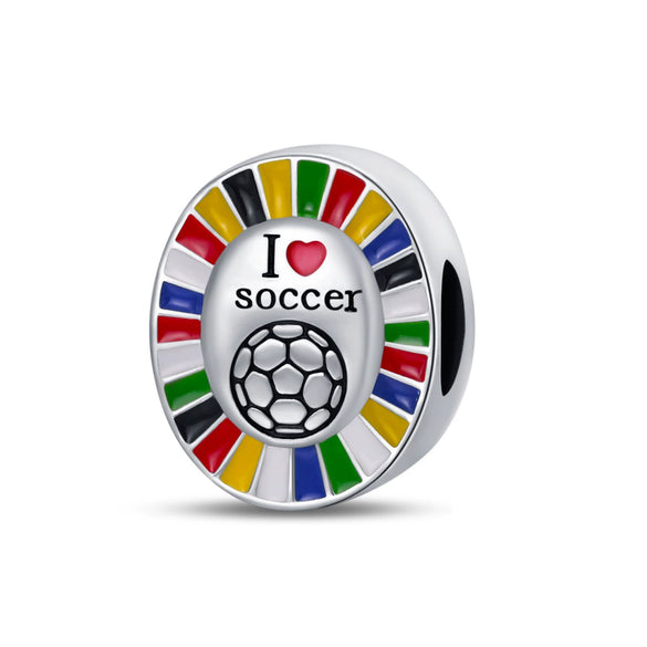 Diy Jewelry Bracelet Silver Plated With Dripping Oil Treatment European Cup Football Jersey Shoes Trophy Hanging Beads Style
