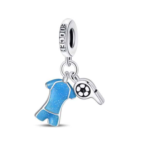 Diy Jewelry Bracelet Silver Plated With Dripping Oil Treatment European Cup Football Jersey Shoes Trophy Hanging Beads Style