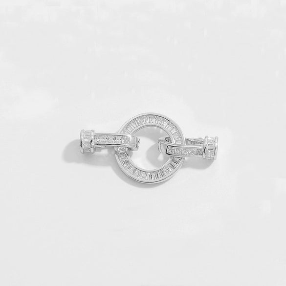Diy Jewelry Buckle Double Buckle Connector S925 Sterling Silver Microinlaid Zircon Round Pearl Shape Minimalist Style