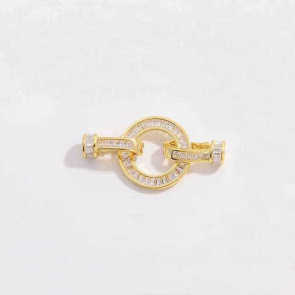 Diy Jewelry Buckle Double Buckle Connector S925 Sterling Silver Microinlaid Zircon Round Pearl Shape Minimalist Style