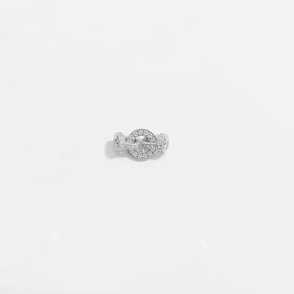 Diy Jewelry Buckle Double Buckle Connector S925 Sterling Silver Microinlaid Zircon Round Pearl Shape Minimalist Style