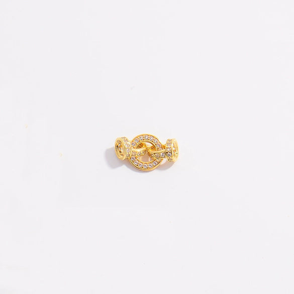 Diy Jewelry Buckle Double Buckle Connector S925 Sterling Silver Microinlaid Zircon Round Pearl Shape Minimalist Style