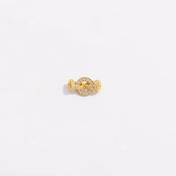 Diy Jewelry Buckle Double Buckle Connector S925 Sterling Silver Microinlaid Zircon Round Pearl Shape Minimalist Style