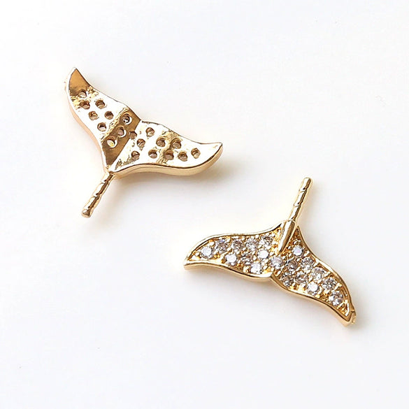 Diy Jewelry Earrings Copper Crown Mermaid Tail Small Wings Real Gold Electroplated With Pearl Decorative Accessories