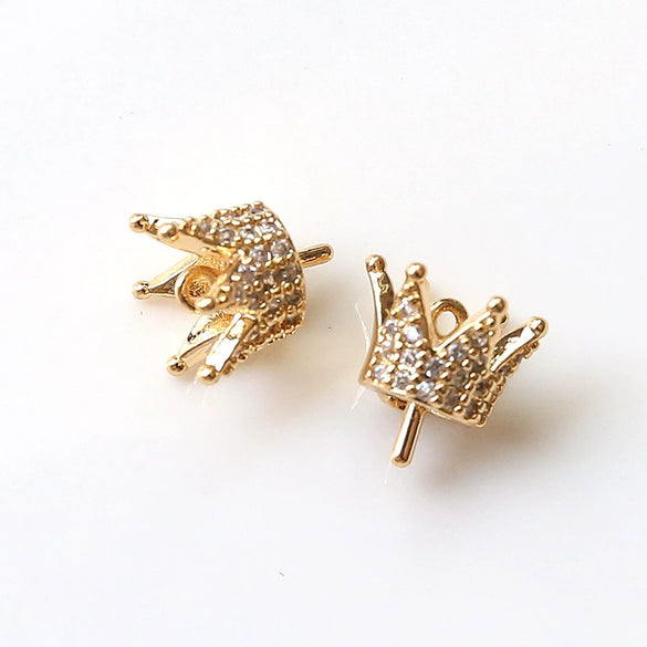 Diy Jewelry Earrings Copper Crown Mermaid Tail Small Wings Real Gold Electroplated With Pearl Decorative Accessories