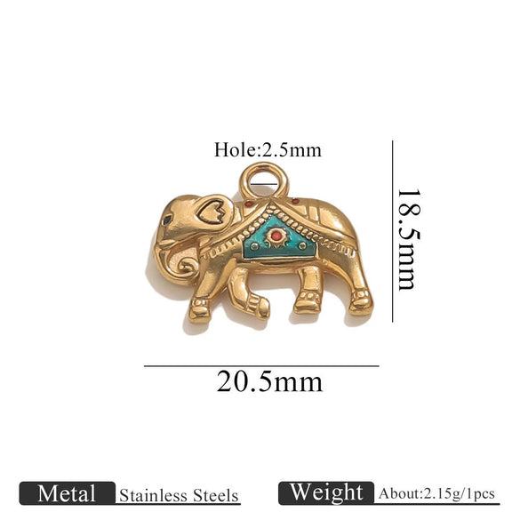 Diy Jewelry Pendant Stainless Steel Plated 18K Vacuum Colorpreserving Elephant Horse Rhino Christmas Tree Shaped With Dripping Oil Technique