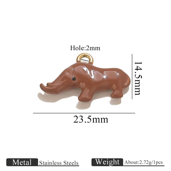Diy Jewelry Pendant Stainless Steel Plated 18K Vacuum Colorpreserving Elephant Horse Rhino Christmas Tree Shaped With Dripping Oil Technique