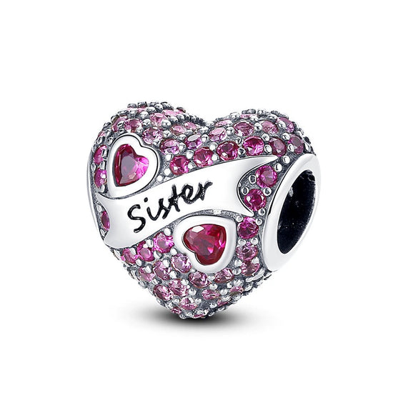 Diy Love Beads Pendant Jewelry 925 Silver Copper Plated With Dripping Oil Design For Family Friendship