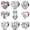 Diy Love Beads Pendant Jewelry 925 Silver Copper Plated With Dripping Oil Design For Family Friendship