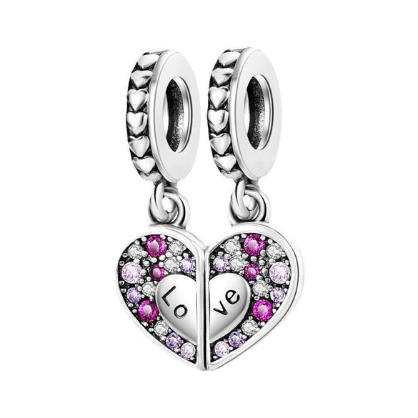 Diy Love Beads Pendant Jewelry 925 Silver Copper Plated With Dripping Oil Design For Family Friendship