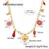 Diy Multiaccessory Burgundy Oil Dripping Heart Necklace And Bracelet Set In Stainless Steel With Diamonds Electroplated For Women
