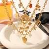 Diy Tassel Charm Clavicle Chain Fashion Design Stainless Steel And Titanium Steel Heart Flower Pendant Necklace With Pvd Vacuum Plating