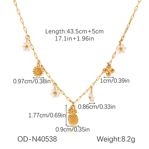Diy Tassel Charm Clavicle Chain Fashion Design Stainless Steel And Titanium Steel Heart Flower Pendant Necklace With Pvd Vacuum Plating